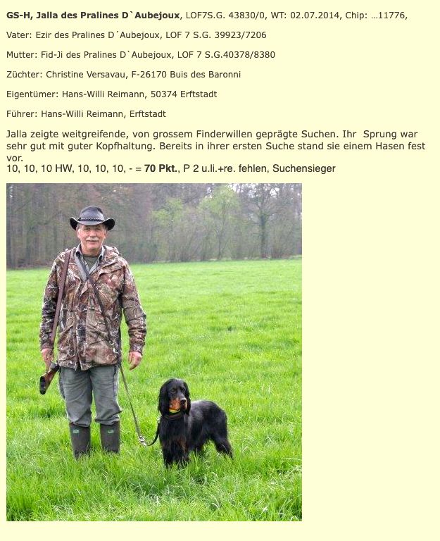 Des Pralines D'Aubejoux - Hommage en mémoire de Jalla en Allemagne :